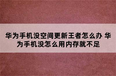 华为手机没空间更新王者怎么办 华为手机没怎么用内存就不足